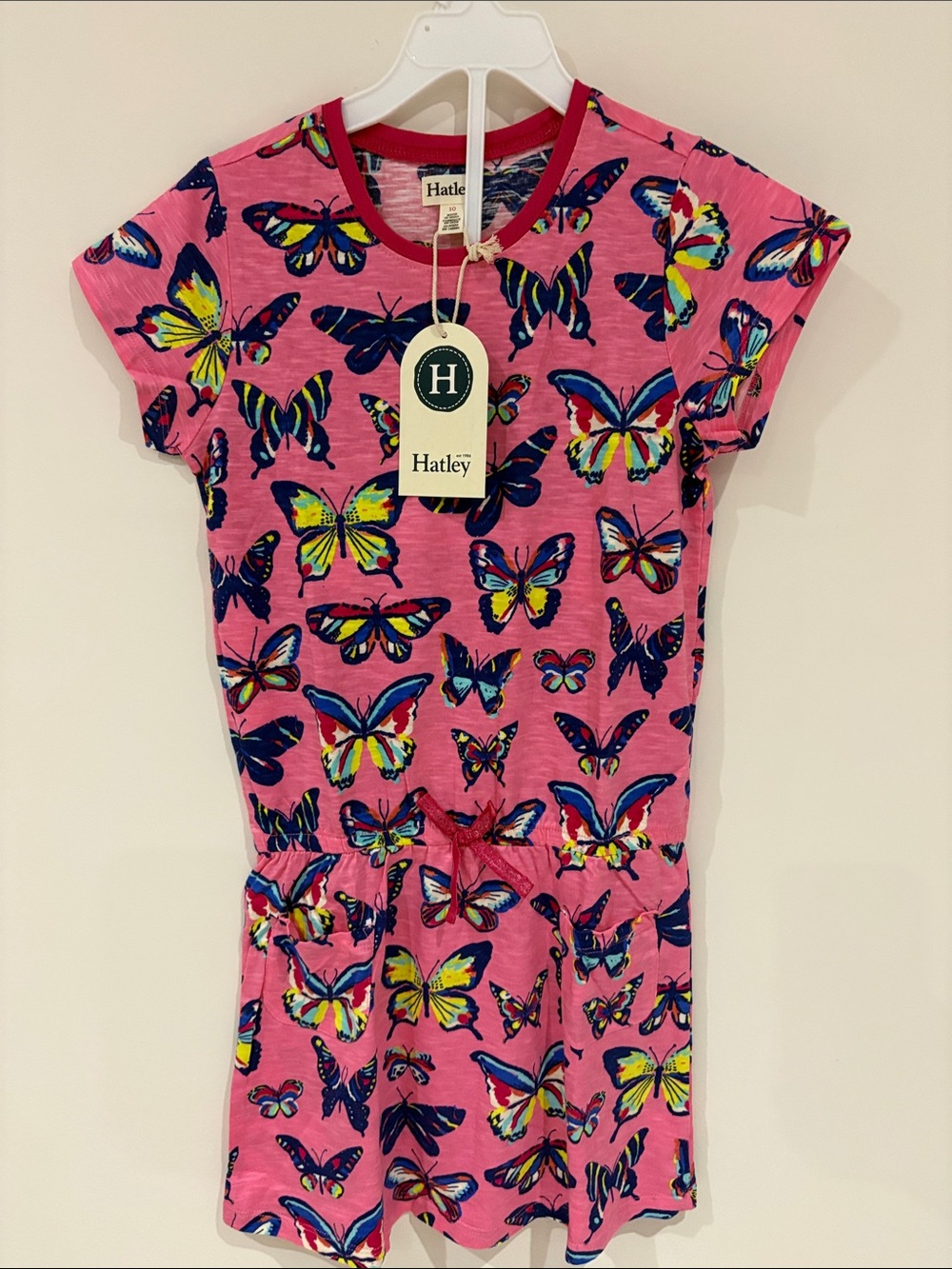 Hatley Pink Butterfly Print Short Sleeve Dress